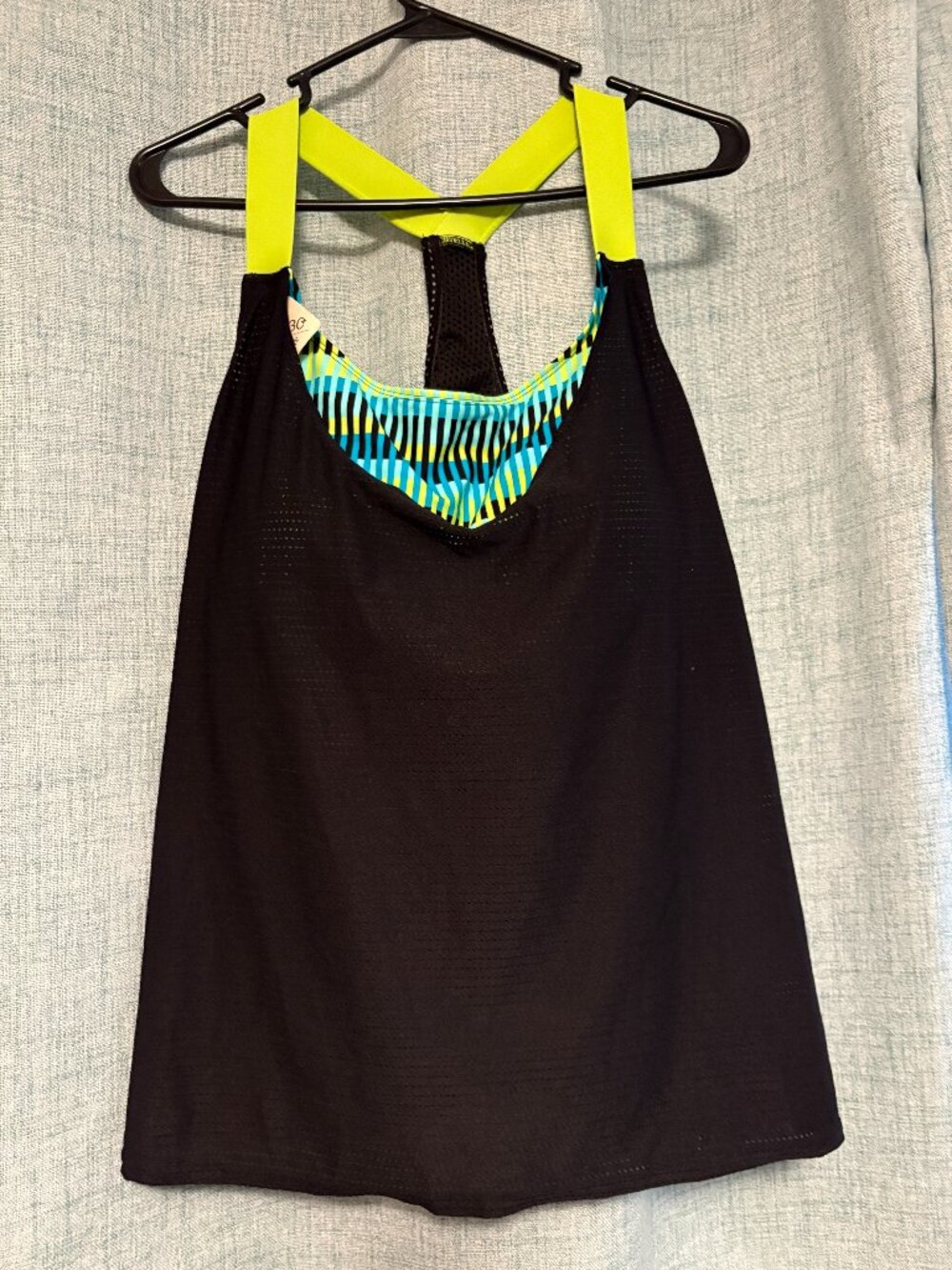 ZeroXposur Black UPF 30 2-in-1 Turquoise/Yellow Straps Tankini Size 1X. NWT